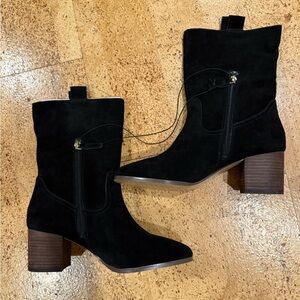 NEW Violet & Red Suede Leather Mid Calf Pull-On Boots Size 9